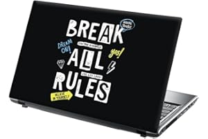 15.6 INCH TAYLORHE SKINS TaylorHe 13-14 inch Laptop Skin Vinyl Decal MADE IN ENGLAND Slogan "Break all rues" on Black