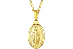 Suplight Collana con Medaglia Madonna Miracolosa alla Forma Ovale Placcato Platini Placcato Oro 18K/Argento Sterling 925 Ciondolo Medaglia Miracolosa Religioso Madonna Colore Argento Oro