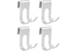 DISNACE 4 szt. Haczyki do drzwi prysznicowych, aluminiowe haczyki do zawieszania, samoprzylepne haczyki na ręczniki Mate,trwałe haczyki ścienne do łazienki, kuchni, biura, wielofunkcyjnego (srebrny)