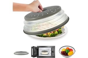 Jokapy Housse de protection pliable pour micro-ondes - 26,5 cm - Panier filtrant à fruits - Haute protection anti-éclaboussures - Avec trous de vapeur - Pour micro-ondes - Empêche les éclaboussures