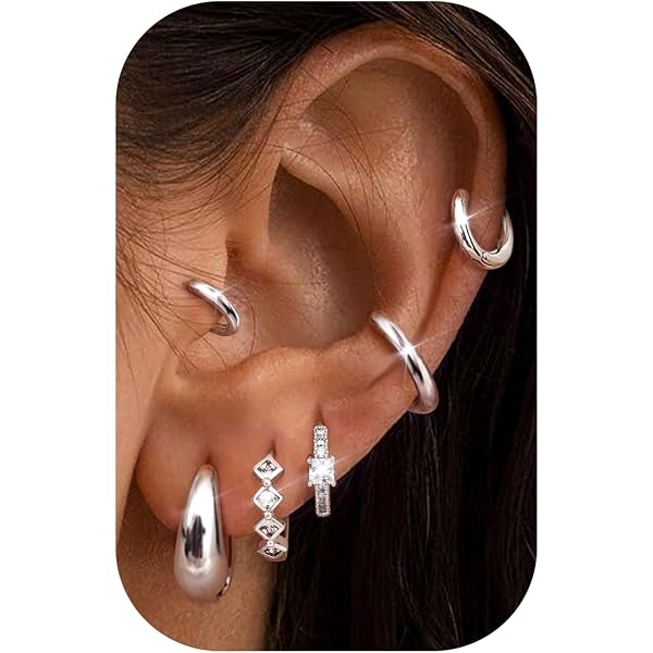 2 Paia Di Orecchini A Cerchio Piccoli, Placcati Oro 14K E Argento, Ipoallergenici, Per Fori Multipli