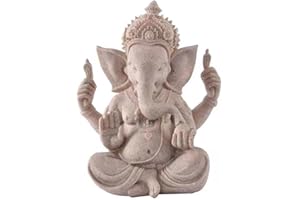 PIGPIGFLY Escultura de Ganesha Artesanía,Ornamento de la Estatua del Dios Indio,Figuras Decorativas,Decoraciones de Oficina,Escultura Abstracta Poliresina, Idea de Regalo(Arenisca)