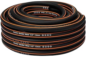 Fevone Manguera Jardin 20 Metros, para jardín, Φ13 mm (1/2 pulgadas), 4 capas, 25 bar, muy resistente, portátil, exterior, flexible, resistente, con correa, protección contra torceduras, negro/naranja