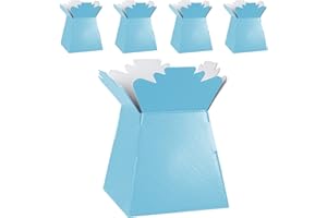 HOMESHOP3000 Flower Bouquet Boxes Florist Packaging Gift Craft Box Vase – Holder for Flowers, Bouquets, Plants, Sweets – Decoration for Wedding, Birthday, Anniversary, Floral Arrangement – Pack of 5 – Baby Blue