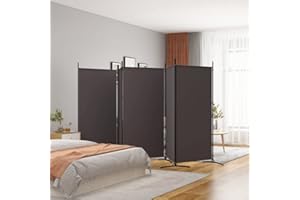 HOMIUSE Biombo, 433 x 180 cm, biombo para balcón, protección visual, biombo, interior, biombo, exterior, jardín, protección visual para terraza, color marrón