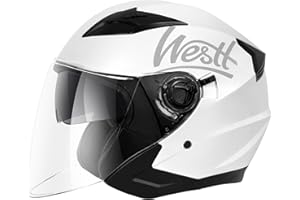 Westt casco moto casco jet doppia visiera omologato ECE 22.06 casco scooter caschi scooter per donna e uomo nero grigio bianco
