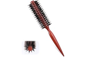 Giantree Small Round Brush, Boar Bristle Hair Brush, Roll Brush for Blow Drying Volumizing Hair Brush, Travel Brush for Women for Wet or Dry Hair Detangling Smoothing Massaging Portable Travel Size