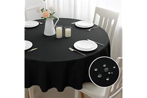 mosayt Manteles de Mesa Antimanchas 160 cm de Diámetro Redonda Mesita Salon Modernos,Mantel Redondo Protege la Mesa Lavable para Comedor,Exterior Jardin,Fiesta,Cumpleaños,Picnic,Cocina,Boda,Negro