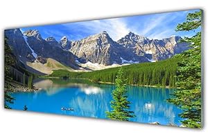 Tulup Impression sur Verre de 125x50 cm - Image - Tableau - Photo décorative panoramique - Paysage Lac Montagnes Forêt