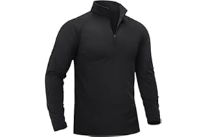 TACVASEN Mens 1/4 Zip Jumper Long Sleeve Fleece T Shirt Thermal Gym Training Tops Winter Sweatshirt for Work Running