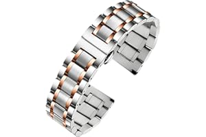 TStrap Bracelet Montre Metal Poli - Noir Acier Inoxydable Dégagement Rapide Bracelets - Métallique Smart Watch Strap pour Homme Femme Remplacement - 12mm ... 20mm 22mm 24mm