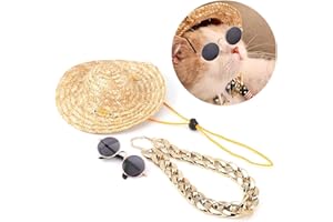 Fdit Gold Dog Collar Dog Sunglasses Dog Golden Chain Pet Funny Costume Necklace Chain Sunglasses for Pet Cats Puppies Small Dog Fashion Decor
