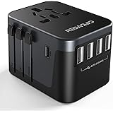 Reiseadapter Weltweitr 224+ Ländern 28W Fast Charge Universal Travel Adapter mit 4 USB Ports+Typ C und AC Steckdosenadapter U