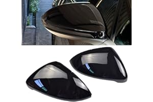 HACREYATU 1 par vista trasera espejo cubierta izquierda derecha espejo lateral cubiertas tapas para VW Golf 7 MK7 7.5 GTI 7 Golf 7 R (Negro brillante)
