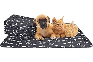 Nobleza - 6 x Couvertures en Peluche Douces Tapis pour Chiens, Tapis Chat, Lapins et Autres Animaux de Compagnie Lavable Noir 75 * 75 cm