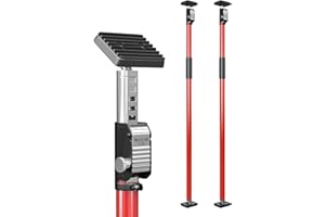 3-H Puntello Telescopico Regolabile 2 Pezzi, 110-203cm Sostegno Soffitto Carico 45KG, Asta Telescopica Regolabile Acciaio Robusto per Costruzione, Opere(Rosso)