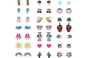 Mrltau Set di 21 Paia di Orecchini in Acciaio Inox per Ragazze e Bambini - Orecchini Medici