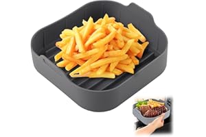 BESTYIJO 20,5CM Accessori per Friggitrice ad Aria in Silicone, Quadrata Teglie Cestino Friggitrice ad Aria, Cestino per Friggitrice ad Aria in Silicone, Contenitori per Friggitrice ad Aria