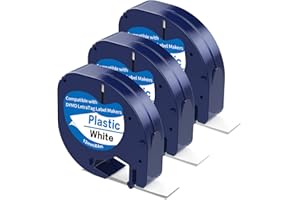 HOME COLORTLY 3 X 91201 Label Tape Replacement for Dymo Letratag Tape Plastic White S0721610 12mm x 4m Label Maker Tape Compatible with Dymo Letratag LT-110T LT-100H LT-100T QX50 XR XM 2000