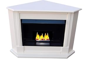 KAMINBAU MIERZWA Caminetto ad angolo ed etanolo gel camini Moskau - Selezionare il colore del camino (Bianco)