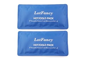 LotFancy Bolsa de Gel Reutilizable Frío Calor 2 Piezas Compresas Multiusos para Terapia, Hielo en Gel para Lesiones Primeros Auxilios Espalda, Hombros, Cuello, Pies, Cabeza (26,7 x 12,7cm)