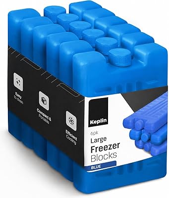 KEPLIN Freezer Ice Blocks (6 Pack) – Reusable Ice Packs for Cooler Bags, Lunch Boxes, Travel,...