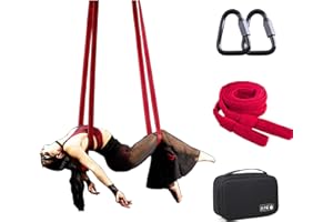 F.LIFE Aerial Loop Straps 6ft Bodyloops 2 meter Velvet Covering Soft 1 pair Contortion with 2 Delta Quick Link 1 carry bag Heavy Duty for Aerial Circus Dance