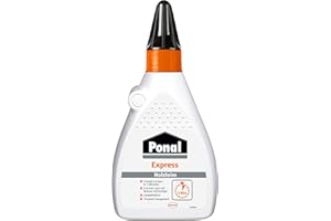 Cola de madera Ponal Express, cola de madera transparente y de secado rápido para encolados versátiles y trabajos de artesanía, cola resistente al agua en un práctico frasco de 225 g