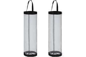 FADCAER Bolsa de almacenamiento de 2 piezas, dispensador gris, bolsa de compras de montaje en pared, bolsa de basura grande, bolsa de basura colgante, bolsa de almacenamiento de malla plegable, bolsa de