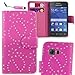 Produktbild Connect Zone® Samsung-galaxie Young 2 (SM-G130) Premium PU Leder Brieftasche Flip Tasche Case Hülle Tasche + Displayschutzfolie + Poliertuch Und Mini Stylus - Rosa Diamant Glizer, Samsung S7 Edge