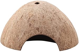 Smandy Cueva de Reptiles, Tortuga de cáscara de Coco Segura y Natural Mascotas para la casa Refugio Refugio Decoraciones para acuarios para lagartijas, arañas, Peces, Reptiles, Anfibios