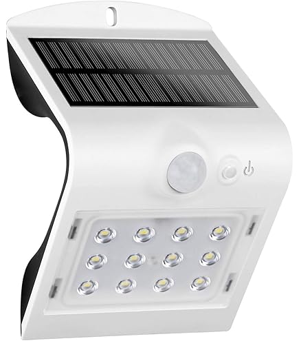 Eglo LED-buitenlamp Lamozzo, 2-vlam buitenlamp met bewegingsmelder, wandlamp op zonne-energie van kunststof in wit met dag- & nachtsensor, oplaadbare batterijlamp, warm wit en neutraal wit, IP54
