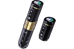 MAST TATTOO Mast Flip3 Máquina de Tatuar Pen Rotativa Inalambrica Tattoo Gun with 7Adjustable Strokes 2.4mm - 4.2mm with 2pcs Baterías 1800mAh para principiantes y artistas de tatuajes