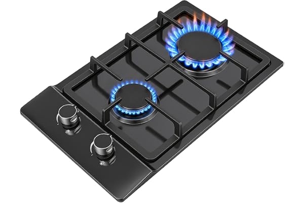 MIKIYUEER Bärbar gasspis, 3 kW + 1,75 kW, med pulständning | för flytande gas och naturgas, bord och inbyggd gasspis för utom