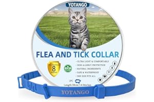 YOTANGO Collare Antipulci Gatto, Collare Antiparassitario per Gatti, Trattamento Collare Gatto Antiparassitario Regolabile 8 Mesi di Protezione Naturale Antipulci per Gattini di Taglia e Grande Blu