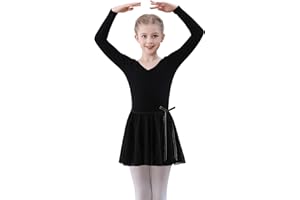 FONLAM Robe Justaucorps de Ballet Danse pour Fille Justaucorps Gymnastique Coton Léotard Jupe Ballet Tutu Danse Fille Manche Longue
