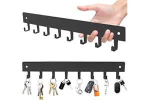 Yoanxong Self-Adhesive Key Holder With 8 Hooks for Wall Mount - No Drilling Required, Hallway and Living Room Storage (Grey)