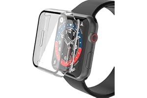 YoLin 2-Stück Mit Glas Ultradünne Displayschutz Kompatibel mit Apple Watch Series 9 / Series 8 / Series 7 45mm, PC All-Around Schutzhülle für iWatch 45mm (2 Transparent)