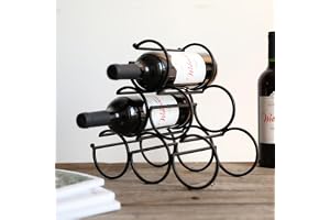 JHY DESIGN Järnbord Weinregal, vinflaskhållare, fristående vinregal, bärbar vinskåp för hem, bardisk, kök (6 flaskor design
