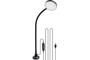 ENUOTEK Lampe de Travail Table Bureau Machine à Coudre a LED Dimmable Col de Cygne USB Aimantée 4W SMD3528 LED et Fonction de Minuterie 3 Metres de Cable Alimentation USB de