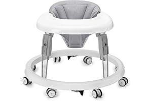 FULBABC Baby Lauflernhilfe, One-Touch Folding Baby Walker, Lauflernwagen Anti-Roll 8-Rad-Rundfahrwerk, 7-Gang höhenverstellbar, Anti-Collision mit Bremse für von 6-18M (Hellgrau)