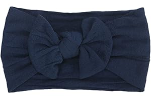 TINADEER Baby Mädchen Jungen Stirnband mit Schleife 6 Monate - 3 Jahre Neugeborenes Kleinkind Stirnbänder Nylon Stretch Haarband Taufe Headwear Süßes Kinder Kopfband Haarbänder Kopftuch (Navyblau)