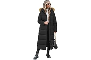 Yuson Girl Women's Coats Long Winter Jackets for Women UK Quilted Padded Coats With Removable Hood Elegant Thermal Puffer Jackets Zipper Hooded Parka Longline Windproof Outerwear Coat