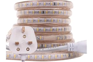 GQL 2m LED Strip AC 220V 240V IP65 Waterproof 3014 SMD 120LEDs/m Commercial Rope Light, Cold White Ribbon for Home Kitchen Cabinets Ceiling Garden Decoration UK Plug