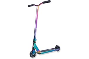 Longway Stunt Trottinette Adam - Robuste - en Aluminium trempé 6061 T6 - ABEC 9 - Roues de 110 mm - Frein Flexible - Trottinette - Trottinette Amusante - Full Neo Chrome - Rainbow - Taille Unique