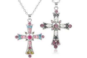 LIKGREAT Collana Croce per Donna Fede Religiosa Gioielli Regalo Infinity Crocifisso Ciondolo in Cristallo per Ragazze 18 Pollici di Lunghezza con Catena Regolabile