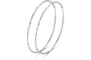 VONALA Pendientes de Aro de Plata de Ley 925 Grandes Circulo Redondo Aros Joyería para Mujer, Diámetro:20 30 40 50 60 MM