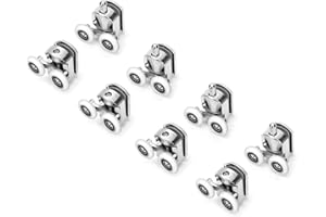 Ruimou 8 ruedas dobles para puerta de ducha de 23 mm de diámetro,para poleas de rodamiento de baño, piezas de repuesto superior/inferior (4 ruedas superiores + 4 ruedas inferiores, 23 mm-8 pzs)