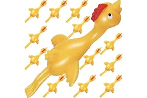 DHRUTI Poulet Catapulte 12Pcs Poulets Volants Jouet en Caoutchouc Poulets Frondeurs Extensibles Nouveauté Poulet Volant Drôle de Doigts Jouet Cadeaux de Fête d'anniversaire de Noël pour Enfants et Adulte