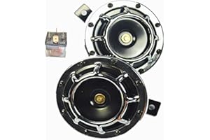 YIDA Bocina de Coche 12V 135 dB Kit Doble de Metal (Tonos Altos/Bajos) Negro para Camiones, Furgonetas, Coches, Motocicletas